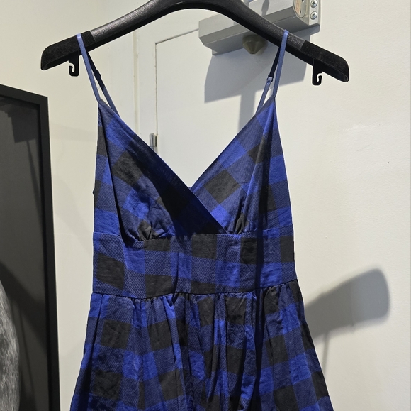 ✅️Elegant Blue Checkered Midi Dress - Picture 4 of 9